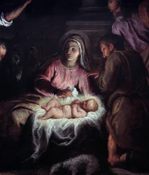 Herdarnas tillbedjan Detalj av en målning av Palma Giovane (1544-1628). 1600-talets Geneve, Museum of Art and History