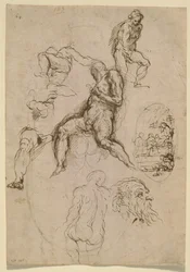 Ark med studier för målning i Salone del Maggior Consiglio, Ducal Palace, Venedig, ca 1578