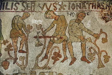 Noas söner planterar vinstockar. Mosaik (mosaik)