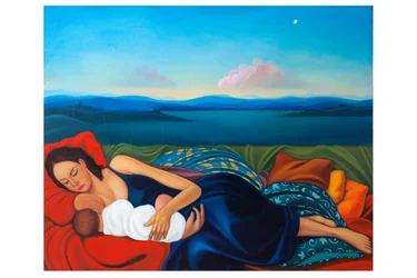 Barbara e Artemisia, 2020 (olja på träpanel)