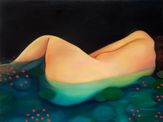 Nightswimming, 2019 (olja på träpanel)