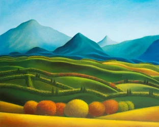 Paysage n°3: Allegro Pastorale, 2019 (olja på träpanel)