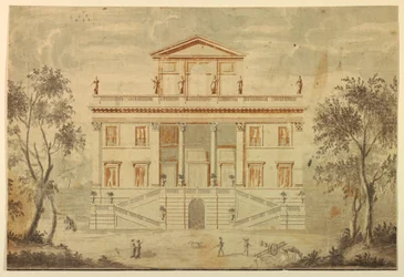 Ritning, upphöjning av en villa, 1750-70