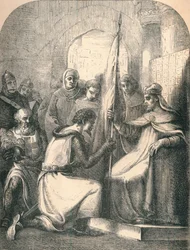 Hugh de Vermandois tar emot en vigd fana av påven Urban, 1869