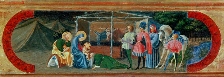 Tillbedjan av Magi. Målning av Paolo di Dono dit Paolo Uccello (1397-1475)