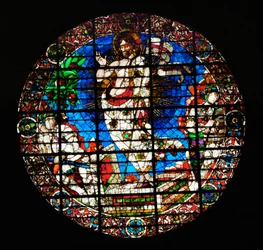 Uppståndelsen, glasmålning i absiden i katedralen i Florens, Santa Maria del Fiore