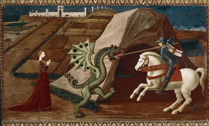 Sankt Georg och draken. (olja på trä