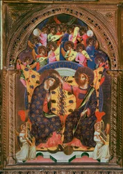 Jungfruns kröning. Målning (verksam mellan 1320 och 1362). Venedig, Gallerie dell