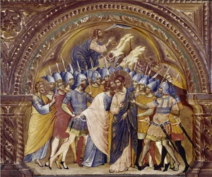 The Take of Christ, detalj av polyptikern i Santa Chiara. (olja på trä, cirka 1350)