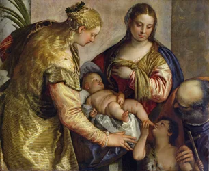 Den heliga familjen med St. Barbara, ca 1550