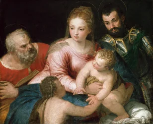 Den heliga familjen med den unge Johannes Döparen och St George, tidigt 1550-tal
