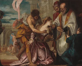 Den heliga Lucias martyrskap och sista nattvard, ca 1585-1586