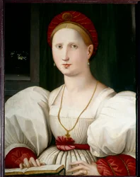 Porträtt av kvinnamålning av Paolo Zacchia (cirka 1519-1561) (ec.ital.) 1500-talet sön. 0,73x0,55 m Lille musee des Beaux Arts