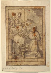Teckning, Jungfru med barn i härlighet, ca 1600-1700