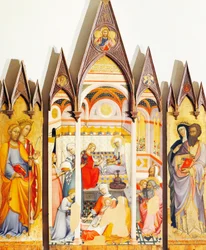Altartavla av Jungfruns födelse av Paolo di Giovanni Fei (ca 1345-cirka 1411), tempera på trä