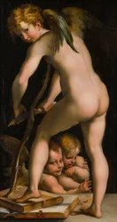 Amor som rakar sin båge, ca 1523-40 (olja på duk)