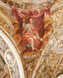 St Hilary av Poitiers av Francesco Mazzola, känd som Parmigianino (1503-1540), fresk, kyrkan San Giovanni Evangelista, Parma