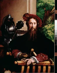 Porträtt av Galeazzo Sanvitale, hertig av Fontanellato, make till Paola Gonzaga, 1524