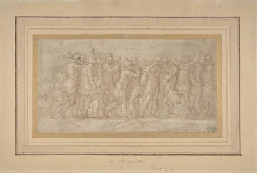 Romerska eller grekiska krigare som firar efter en seger., 1503-40.