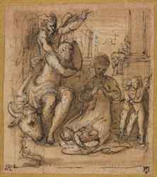 Födelsekyrkan med drömmen om Josef, ca. 152730.