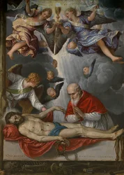 Spanska:  Cristo yacente adorado por el papa Pío V Den döde Kristus vördad av Pius V