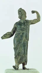 Shamifigur, möjligen Zeus eller Poseidon, återhämtat sig från det förstörda templet i staden Nehavand (känd som Laodicea), Iran (brons)