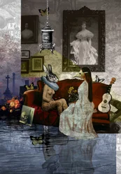 Surrealistisk spegelbild med mask