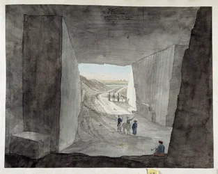 Egypten. Interiörvy av ett stenbrott på berget Kattan