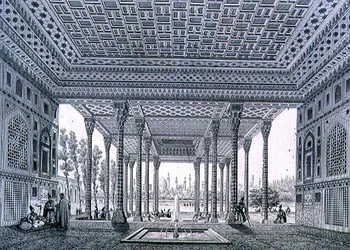 Interiörvy av Spegelpaviljongen, Isfahan, skylt 35 från 