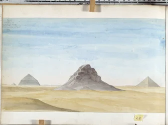 Utsikt över pyramiden i Dachour. Teckning av Pascal Coste (1787-1879) Museum of Mediterranean Archaeology, Marseille