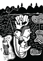 Catching A Fish, 2014 (tusch och pensel)