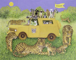 Cat Safari (olja på duk)