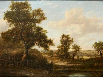 Figurer på en skogsstig (olja på panel)