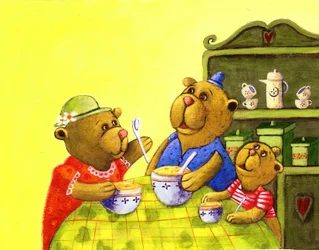 Goldilocks and Tree Bears, 2021 (Akryl på papper)
