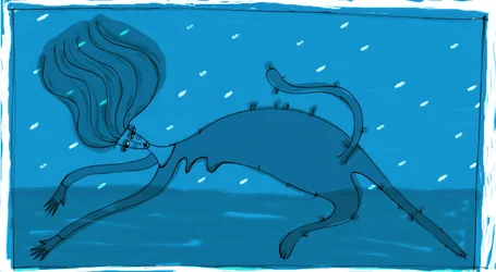 Strega del Tchesal (Chiesale): häxa som förvandlas till en katt för att spionera på män. Illustration av Patrizia La Porta.