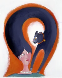 Kvinnans frisyr som förvandlas till en katt - illustration av Patrizia La Porta