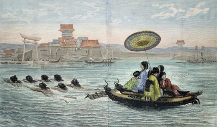 Den japanska barken (färgad litho)