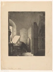 Rembrandt etsar i sin ateljé Rembrandt dansson studio