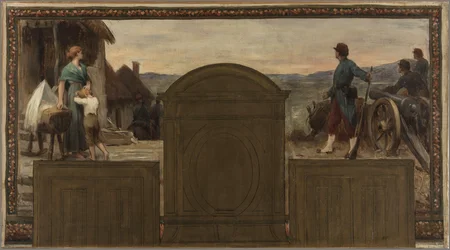 Skiss till stadshuset i Saint-Maur-des-Fossés: Maternité et Patrie - La défense de la Patrie, 1883 (olja på duk (rustning))