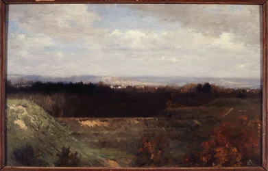Utsikt över Bois de Boulogne från Boulevard Suchet, ca 1860 (olja på duk)