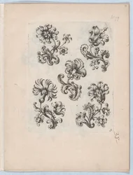 Serie av små blomstermotiv, tavla 3, ca. 1670-85., ca. 1670-85.