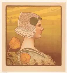 Porträtt av drottning Wilhelmina i folkdräkt Sa très graciösa majeste la reine Wilhelmine (titel på objekt)