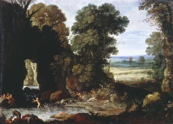 Skogslandskap med nymfer och satyrer