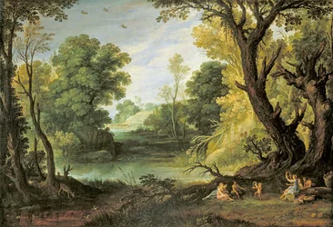 Landskap med nymfer och satyrer, 1623
