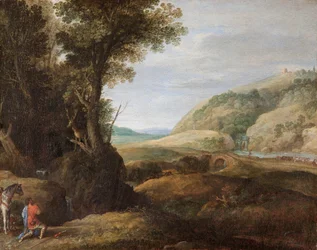Landskap med S:t Hubertus och Stag, ca 1615 (olja på duk)