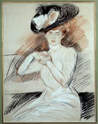 Fru Helleu. Teckning Paul Helleu (1859-1927), 1900-talet. Bayonne, Bonnat-museet