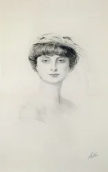 Porträtt av Anna de Noailles (1876-1933) (torrnål på papper)