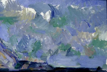 Detalj av himlen i ""La montagne Sainte Victoire"". Målning av Paul Cezanne (1839-1906)