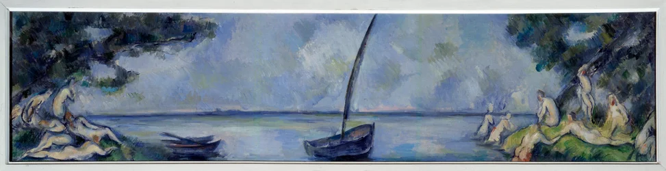 Båten och badplatserna Målning av Paul Cezanne (1839-1906) 1890 Sön. 0,3x1,25 m Paris, Orangeriemuseet