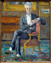 Porträtt av Victor Chocquet (1821-1891) Målning av Paul Cezanne (1839-1906) 1877 Sön. 0,46x0,38 m Ohio. Colombus Gallery of Fine Art - Hellängdsporträtt av Victor Chocquet (1821-1891). Målning av Paul Cezanne (1839-1906)